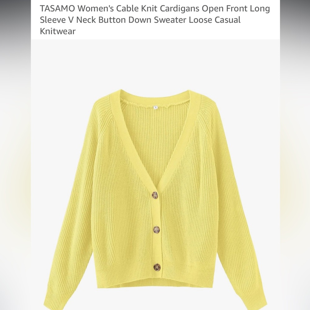 Women's Yellow Cable Knit Cardigan Sweater